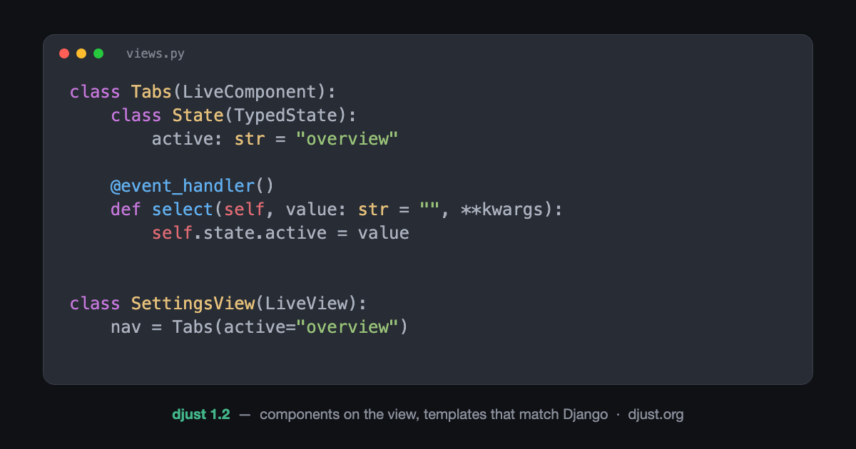 djust 1.2: Django-compatible templates, class-level components and faster rendering