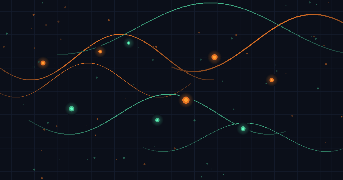 Abstract visualization of real-time data flow with flowing lines and glowing nodes